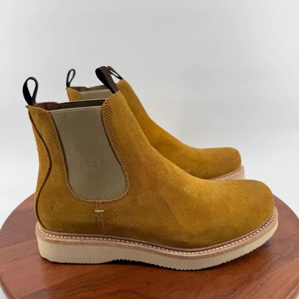 Frye Hudson Chelsea Wedge Boots Golden Rod Suede Leather FR40899 Mens‎ 11 M